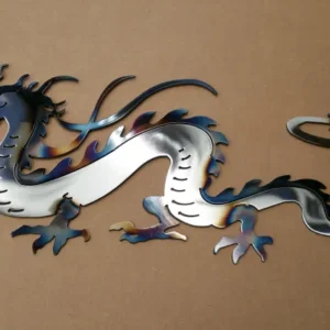 A dragon is shown in the middle of a wall.