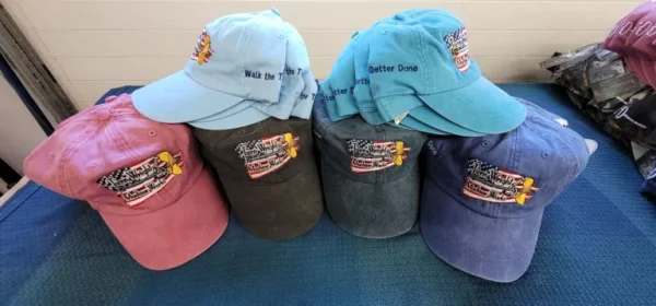 A group of hats that are sitting on the ground.