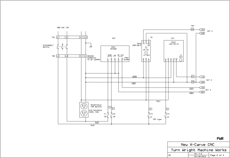 A drawing of the wiring diagram for a device.