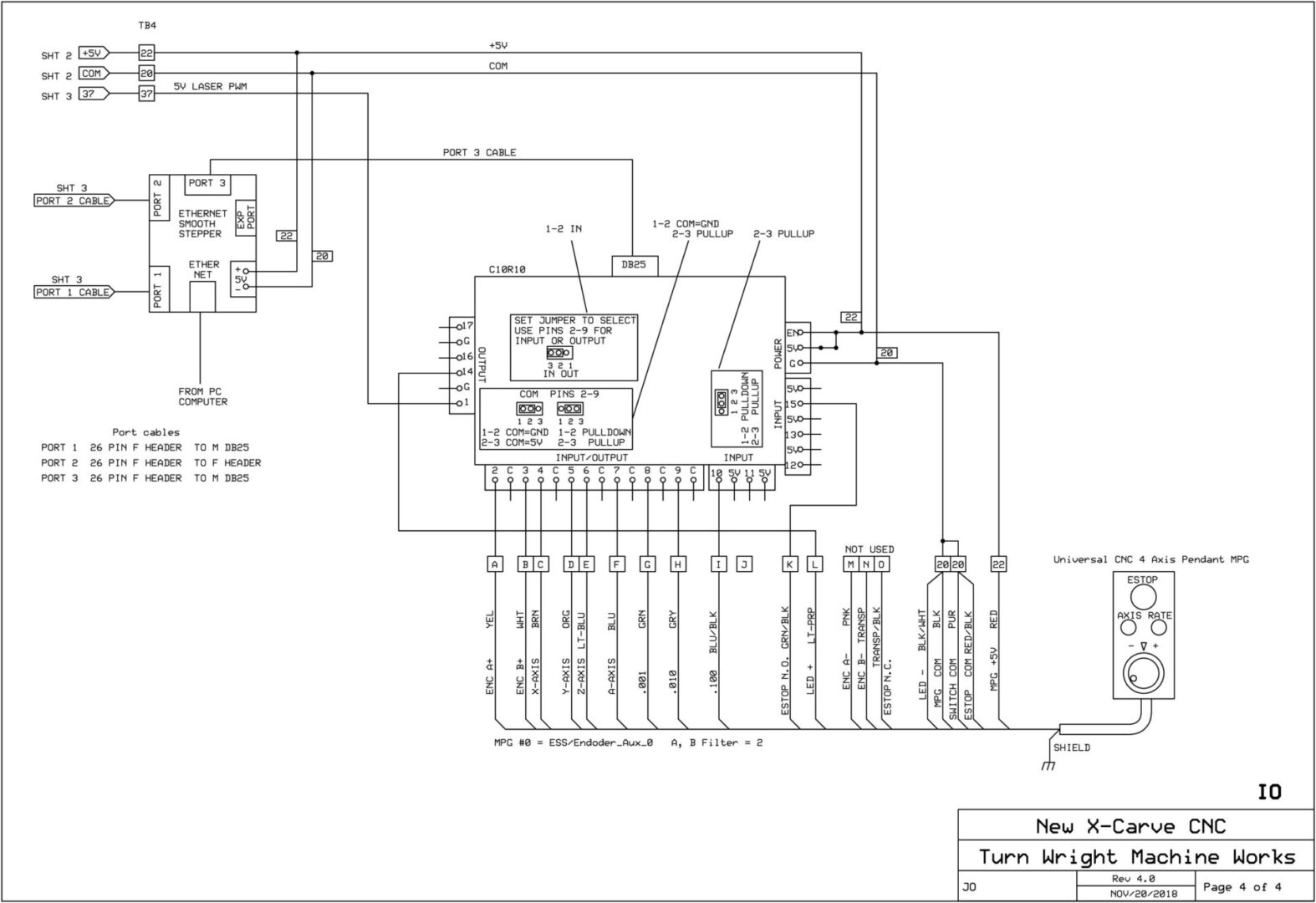 A drawing of the wiring diagram for an electrical system.