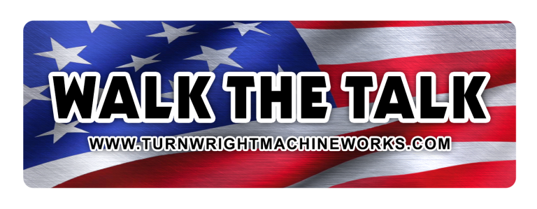 A banner with the words " talk the talk " written in front of an american flag.