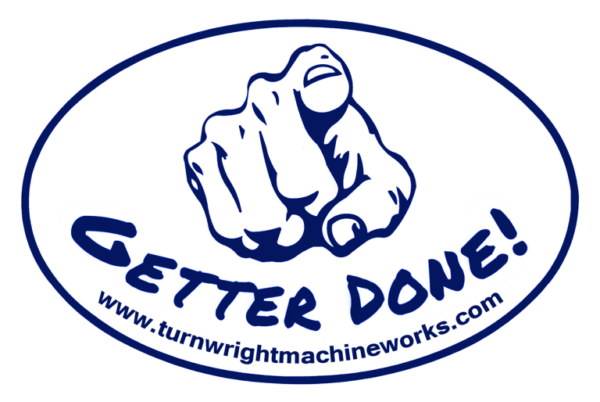 A sticker of a hand with the words " setter done !" underneath it.