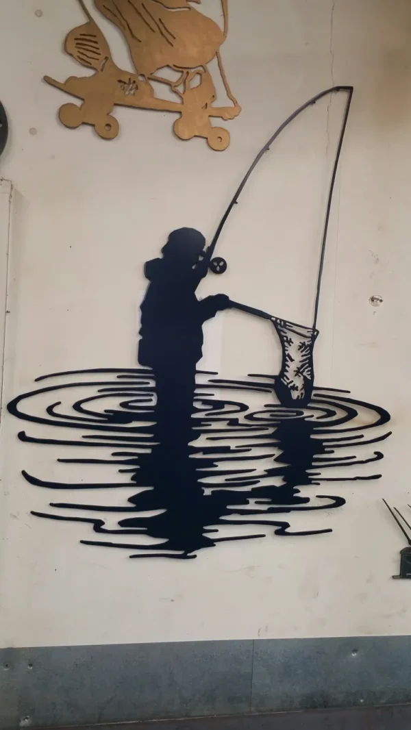 A man is fishing in the water